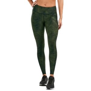 NWOT Black and Green Mesh Print Compression Leggings Size S